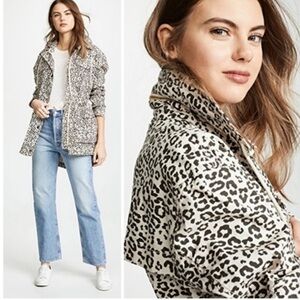 ATM Lunar Leopard Print Field Jacket Hooded Utility Coat Size L